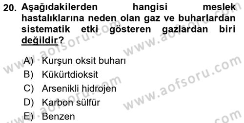 Çevre Sağlığı ve Güvenliği Dersi 2022 - 2023 Yılı Yaz Okulu Sınav Soruları 20. Soru
