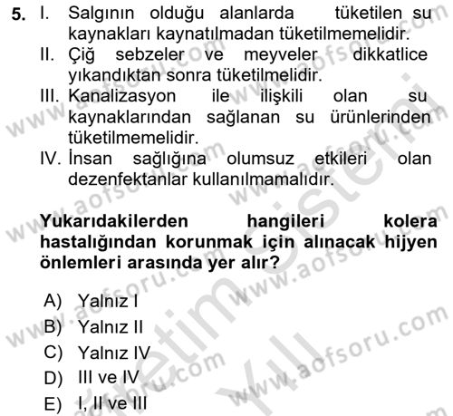 Çevre Sağlığı ve Güvenliği Dersi 2022 - 2023 Yılı Yaz Okulu Sınav Soruları 5. Soru