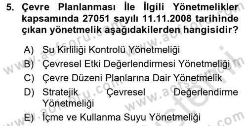 Çevre Sağlığı ve Güvenliği Dersi 2023 - 2024 Yılı (Vize) Ara Sınav Soruları 5. Soru