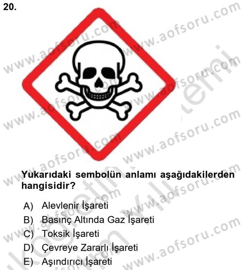 Çevre Sağlığı ve Güvenliği Dersi 2023 - 2024 Yılı Yaz Okulu Sınav Soruları 20. Soru