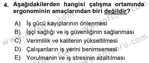 Çevre Sağlığı ve Güvenliği Dersi 2023 - 2024 Yılı Yaz Okulu Sınav Soruları 4. Soru
