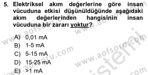 Çevre Sağlığı ve Güvenliği Dersi 2023 - 2024 Yılı Yaz Okulu Sınav Soruları 5. Soru