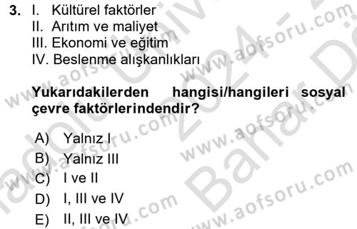 Çevre Sağlığı ve Güvenliği Dersi 2024 - 2025 Yılı (Vize) Ara Sınav Soruları 3. Soru