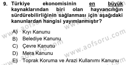 Çevre Sağlığı ve Güvenliği Dersi 2024 - 2025 Yılı (Vize) Ara Sınav Soruları 9. Soru