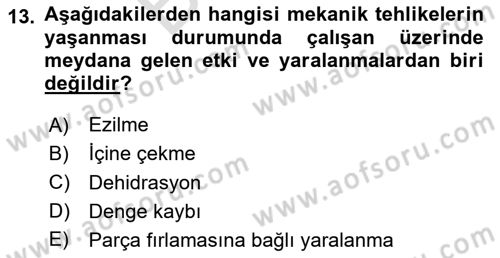 Çevre Sağlığı ve Güvenliği Dersi 2024 - 2025 Yılı (Final) Dönem Sonu Sınav Soruları 13. Soru