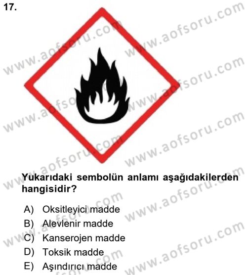Çevre Sağlığı ve Güvenliği Dersi 2024 - 2025 Yılı (Final) Dönem Sonu Sınav Soruları 17. Soru