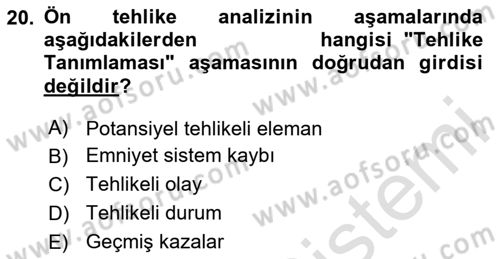 Çevre Sağlığı ve Güvenliği Dersi 2024 - 2025 Yılı (Final) Dönem Sonu Sınav Soruları 20. Soru
