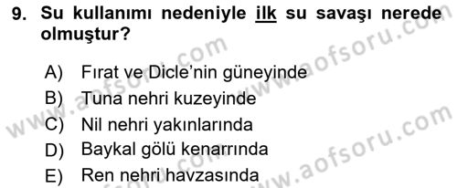 Çevre Sağlığı ve Güvenliği Dersi 2024 - 2025 Yılı (Final) Dönem Sonu Sınav Soruları 9. Soru