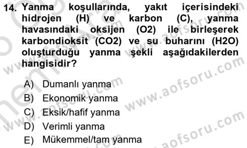 Çevre Sağlığı ve Güvenliği Dersi 2025 - 2026 Yılı (Vize) Ara Sınav Soruları 14. Soru