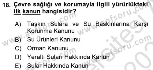 Çevre Sağlığı ve Güvenliği Dersi 2025 - 2026 Yılı (Vize) Ara Sınav Soruları 18. Soru