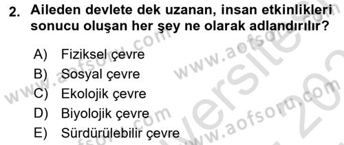 Çevre Sağlığı ve Güvenliği Dersi 2025 - 2026 Yılı (Vize) Ara Sınav Soruları 2. Soru
