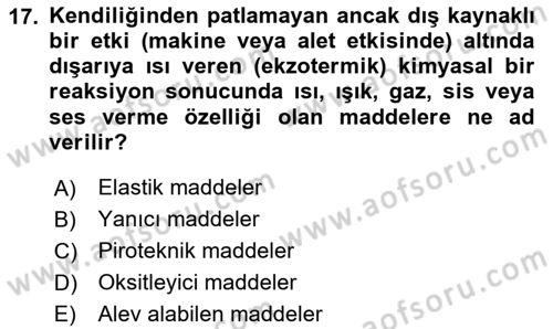 Çevre Sağlığı ve Güvenliği Dersi 2025 - 2026 Yılı (Final) Dönem Sonu Sınav Soruları 17. Soru