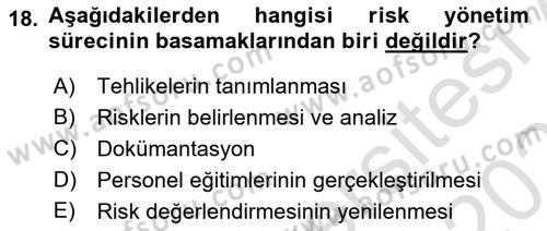 Çevre Sağlığı ve Güvenliği Dersi 2025 - 2026 Yılı (Final) Dönem Sonu Sınav Soruları 18. Soru