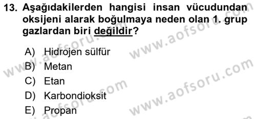 Afet, Acil Durum ve Endüstriyel Kazalarda İş Sağlığı ve Güvenliği Dersi 2021 - 2022 Yılı Yaz Okulu Sınav Soruları 13. Soru