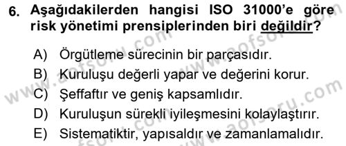 Afet, Acil Durum ve Endüstriyel Kazalarda İş Sağlığı ve Güvenliği Dersi 2021 - 2022 Yılı Yaz Okulu Sınav Soruları 6. Soru