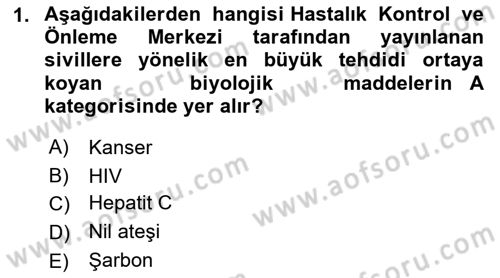 Afet, Acil Durum ve Endüstriyel Kazalarda İş Sağlığı ve Güvenliği Dersi 2022 - 2023 Yılı Yaz Okulu Sınav Soruları 1. Soru