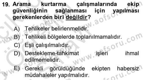 Afet, Acil Durum ve Endüstriyel Kazalarda İş Sağlığı ve Güvenliği Dersi 2022 - 2023 Yılı Yaz Okulu Sınav Soruları 19. Soru