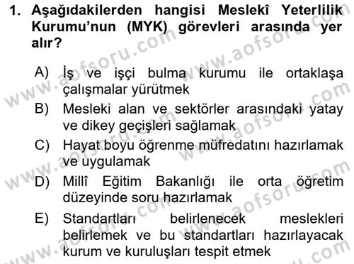 Afet, Acil Durum ve Endüstriyel Kazalarda İş Sağlığı ve Güvenliği Dersi 2023 - 2024 Yılı (Vize) Ara Sınav Soruları 1. Soru