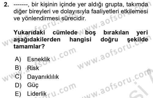 Afet, Acil Durum ve Endüstriyel Kazalarda İş Sağlığı ve Güvenliği Dersi 2023 - 2024 Yılı Yaz Okulu Sınav Soruları 2. Soru