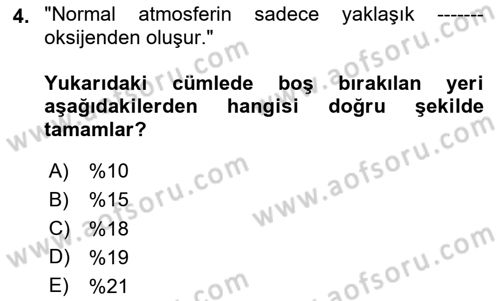 Afet, Acil Durum ve Endüstriyel Kazalarda İş Sağlığı ve Güvenliği Dersi 2023 - 2024 Yılı Yaz Okulu Sınav Soruları 4. Soru