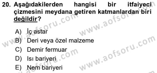 Afet, Acil Durum ve Endüstriyel Kazalarda İş Sağlığı ve Güvenliği Dersi 2024 - 2025 Yılı (Vize) Ara Sınav Soruları 20. Soru