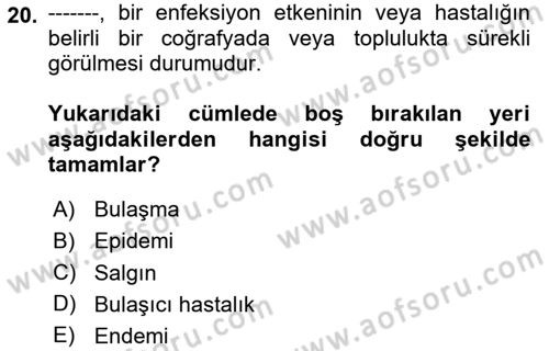 Afet, Acil Durum ve Endüstriyel Kazalarda İş Sağlığı ve Güvenliği Dersi 2024 - 2025 Yılı (Final) Dönem Sonu Sınav Soruları 20. Soru