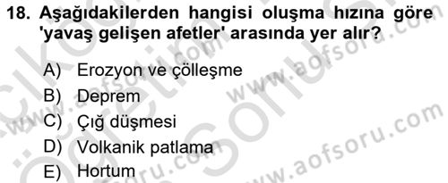 Afet, Acil Durum ve Endüstriyel Kazalarda İş Sağlığı ve Güvenliği Dersi 2025 - 2026 Yılı (Final) Dönem Sonu Sınav Soruları 18. Soru