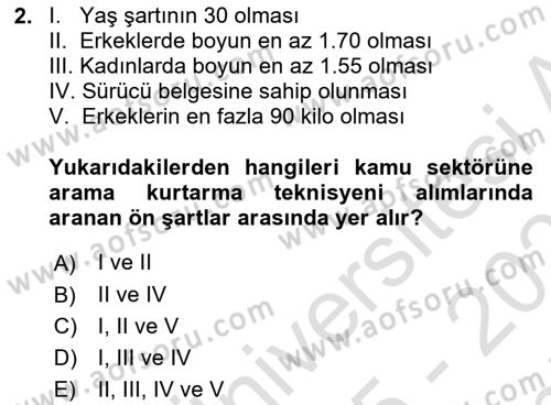 Afet, Acil Durum ve Endüstriyel Kazalarda İş Sağlığı ve Güvenliği Dersi 2025 - 2026 Yılı (Final) Dönem Sonu Sınav Soruları 2. Soru