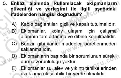 Afet, Acil Durum ve Endüstriyel Kazalarda İş Sağlığı ve Güvenliği Dersi 2025 - 2026 Yılı (Final) Dönem Sonu Sınav Soruları 5. Soru