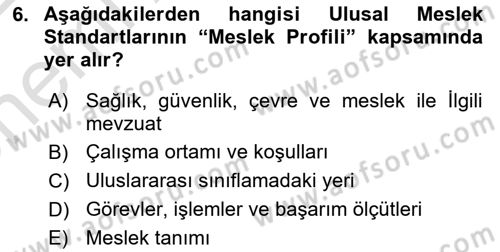 Afet ve Acil Durumlarda İş Sağlığı ve Güvenliği Dersi 2021 - 2022 Yılı (Vize) Ara Sınavı 6. Soru