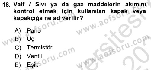 Temel Yangın Güvenliği Dersi 2020 - 2021 Yılı Yaz Okulu Sınavı 18. Soru