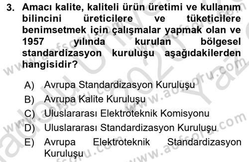 Temel Yangın Güvenliği Dersi 2020 - 2021 Yılı Yaz Okulu Sınavı 3. Soru