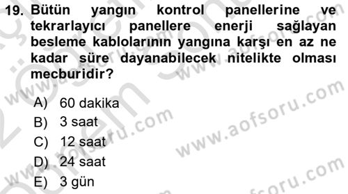 Temel Yangın Güvenliği Dersi 2021 - 2022 Yılı (Final) Dönem Sonu Sınav Soruları 19. Soru