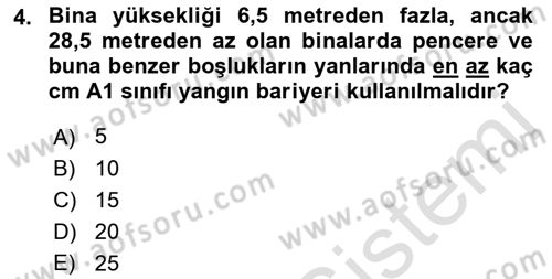 Temel Yangın Güvenliği Dersi 2022 - 2023 Yılı Yaz Okulu Sınavı 4. Soru