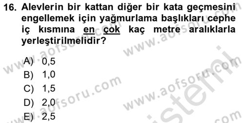 Temel Yangın Güvenliği Dersi 2023 - 2024 Yılı (Vize) Ara Sınavı 16. Soru