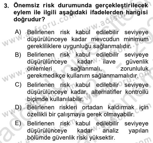 Temel Yangın Güvenliği Dersi 2023 - 2024 Yılı (Final) Dönem Sonu Sınavı 3. Soru