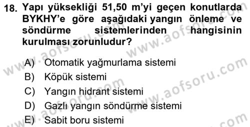 Temel Yangın Güvenliği Dersi 2023 - 2024 Yılı Yaz Okulu Sınav Soruları 18. Soru