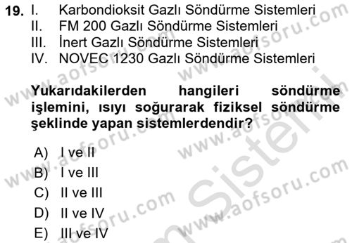 Temel Yangın Güvenliği Dersi 2023 - 2024 Yılı Yaz Okulu Sınav Soruları 19. Soru