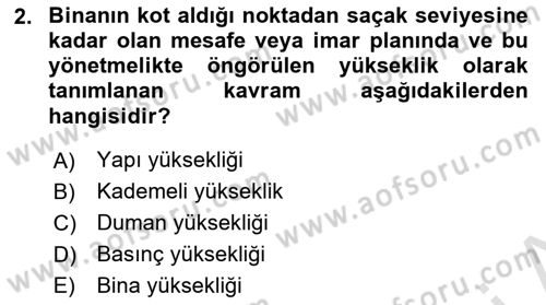 Temel Yangın Güvenliği Dersi 2023 - 2024 Yılı Yaz Okulu Sınav Soruları 2. Soru