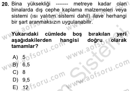 Temel Yangın Güvenliği Dersi 2024 - 2025 Yılı (Vize) Ara Sınav Soruları 20. Soru