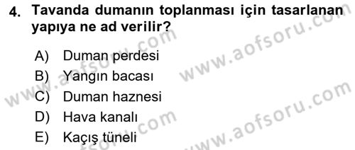 Temel Yangın Güvenliği Dersi 2025 - 2026 Yılı (Vize) Ara Sınav Soruları 4. Soru