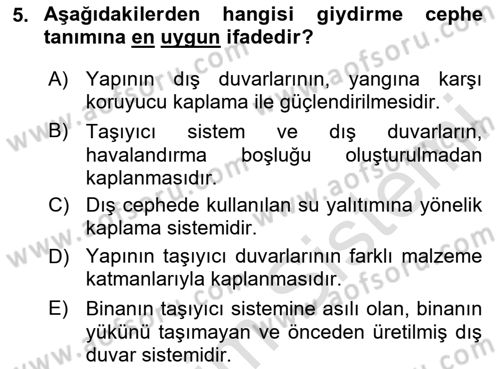 Temel Yangın Güvenliği Dersi 2025 - 2026 Yılı (Vize) Ara Sınav Soruları 5. Soru