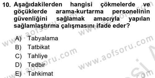 Temel Yangın Güvenliği Dersi 2025 - 2026 Yılı (Final) Dönem Sonu Sınav Soruları 10. Soru