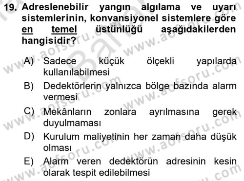 Temel Yangın Güvenliği Dersi 2025 - 2026 Yılı (Final) Dönem Sonu Sınav Soruları 19. Soru