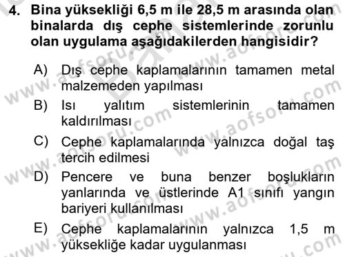 Temel Yangın Güvenliği Dersi 2025 - 2026 Yılı (Final) Dönem Sonu Sınav Soruları 4. Soru