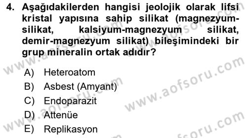 İş Hijyeni ve Ergonomi Dersi 2020 - 2021 Yılı Yaz Okulu Sınav Soruları 4. Soru