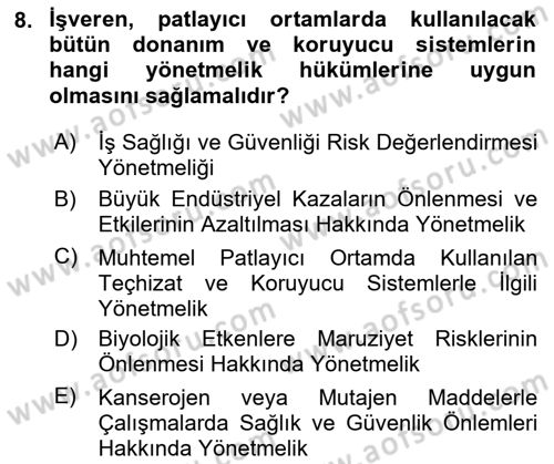 İş Hijyeni ve Ergonomi Dersi 2020 - 2021 Yılı Yaz Okulu Sınav Soruları 8. Soru