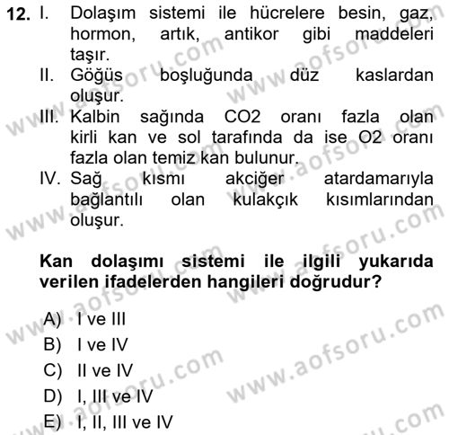 İş Hijyeni ve Ergonomi Dersi 2021 - 2022 Yılı (Final) Dönem Sonu Sınav Soruları 12. Soru