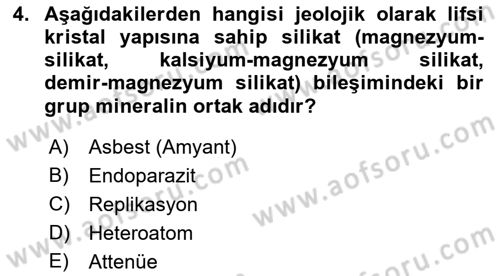 İş Hijyeni ve Ergonomi Dersi 2021 - 2022 Yılı (Final) Dönem Sonu Sınav Soruları 4. Soru