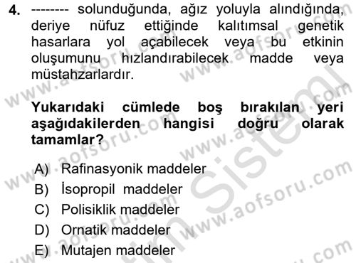 İş Hijyeni ve Ergonomi Dersi 2021 - 2022 Yılı Yaz Okulu Sınav Soruları 4. Soru